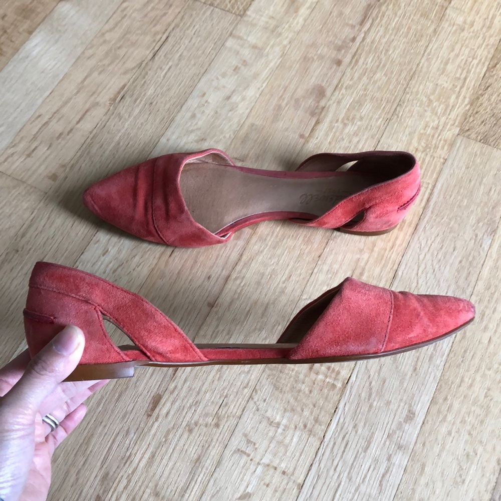 Madewell red suede d'orsay flats